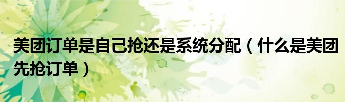 美团订单是自己抢还是系统分配（什么是美团先抢订单）