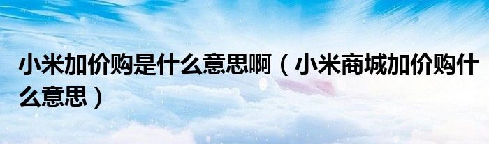 小米加价购是什么意思啊（小米商城加价购什么意思）