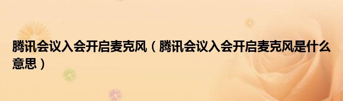 腾讯会议入会开启麦克风（腾讯会议入会开启麦克风是什么意思）