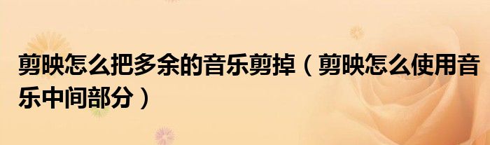 剪映怎么把多余的音乐剪掉（剪映怎么使用音乐中间部分）