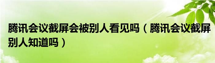 腾讯会议截屏会被别人看见吗（腾讯会议截屏别人知道吗）