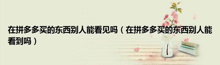在拼多多买的东西别人能看见吗（在拼多多买的东西别人能看到吗）