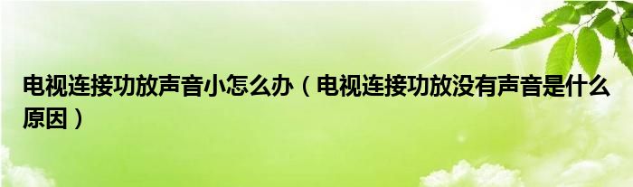 电视连接功放声音小怎么办（电视连接功放没有声音是什么原因）