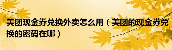 美团现金券兑换外卖怎么用（美团的现金券兑换的密码在哪）
