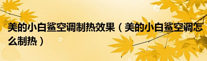 美的小白鲨空调制热效果（美的小白鲨空调怎么制热）