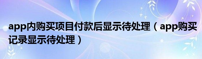 app内购买项目付款后显示待处理（app购买记录显示待处理）