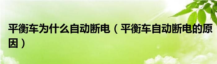 平衡车为什么自动断电（平衡车自动断电的原因）