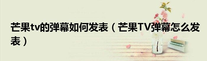 芒果tv的弹幕如何发表（芒果TV弹幕怎么发表）
