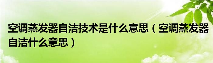空调蒸发器自洁技术是什么意思（空调蒸发器自洁什么意思）