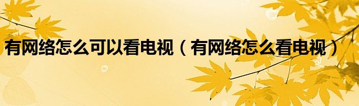 有网络怎么可以看电视（有网络怎么看电视）