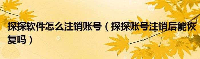 探探软件怎么注销账号（探探账号注销后能恢复吗）