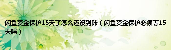 闲鱼资金保护15天了怎么还没到账（闲鱼资金保护必须等15天吗）