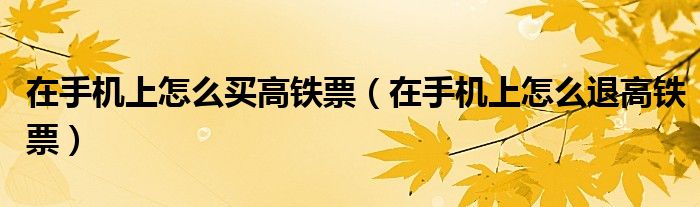 在手机上怎么买高铁票（在手机上怎么退高铁票）