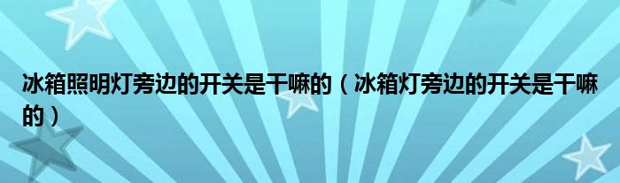 冰箱照明灯旁边的开关是干嘛的（冰箱灯旁边的开关是干嘛的）