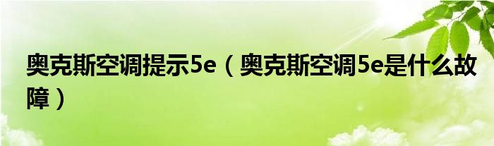 奥克斯空调提示5e（奥克斯空调5e是什么故障）
