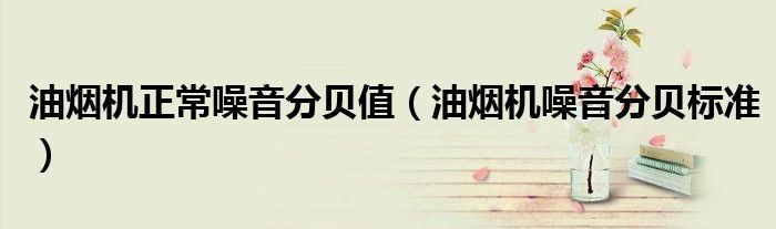 油烟机正常噪音分贝值（油烟机噪音分贝标准）