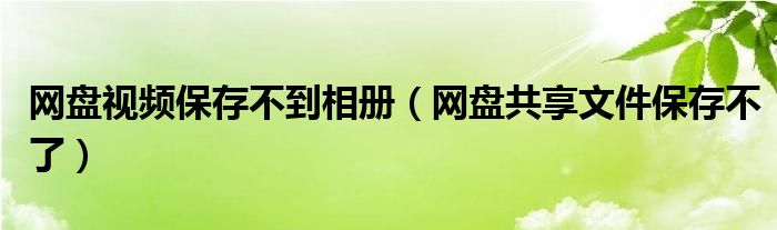 网盘视频保存不到相册（网盘共享文件保存不了）