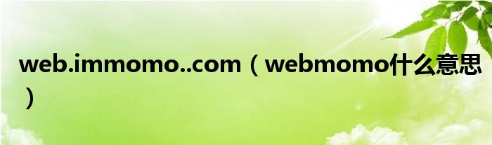 web.immomo..com（webmomo什么意思）