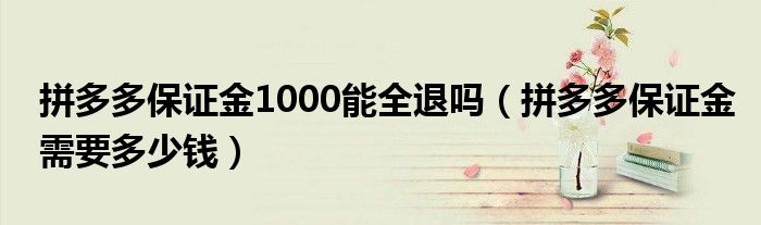 拼多多保证金1000能全退吗（拼多多保证金需要多少钱）