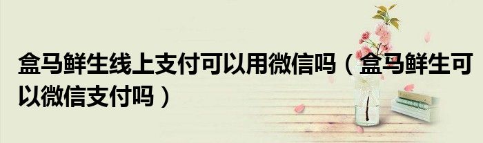 盒马鲜生线上支付可以用微信吗（盒马鲜生可以微信支付吗）