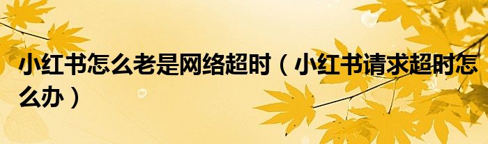 小红书怎么老是网络超时（小红书请求超时怎么办）
