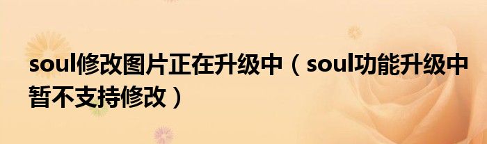 soul修改图片正在升级中（soul功能升级中暂不支持修改）