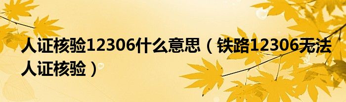人证核验12306什么意思（铁路12306无法人证核验）