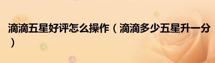 滴滴五星好评怎么操作（滴滴多少五星升一分）