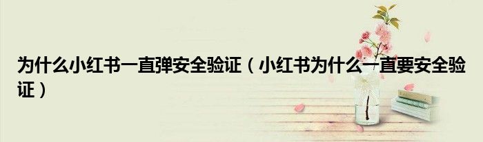 为什么小红书一直弹安全验证（小红书为什么一直要安全验证）