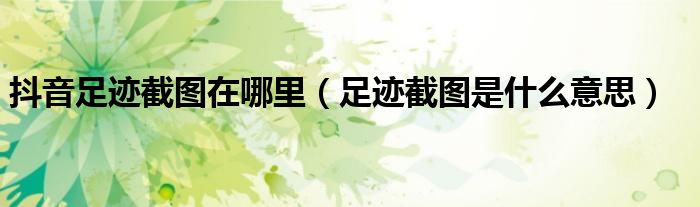 抖音足迹截图在哪里（足迹截图是什么意思）