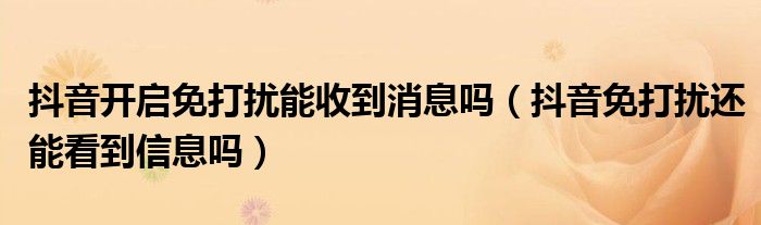 抖音开启免打扰能收到消息吗（抖音免打扰还能看到信息吗）
