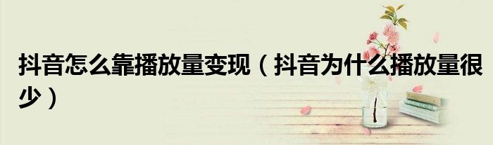 抖音怎么靠播放量变现（抖音为什么播放量很少）