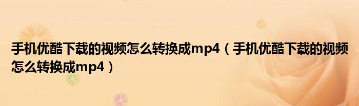 手机优酷下载的视频怎么转换成mp4（手机优酷下载的视频怎么转换成mp4）