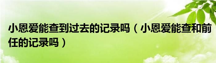 小恩爱能查到过去的记录吗（小恩爱能查和前任的记录吗）