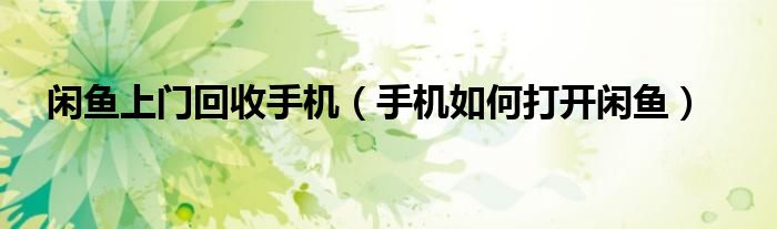 闲鱼上门回收手机（手机如何打开闲鱼）