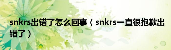 snkrs出错了怎么回事（snkrs一直很抱歉出错了）