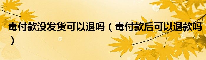 毒付款没发货可以退吗（毒付款后可以退款吗）