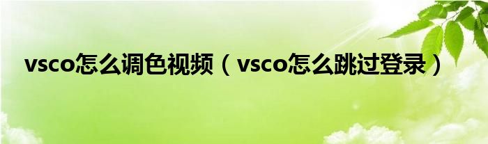 vsco怎么调色视频（vsco怎么跳过登录）