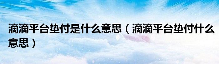 滴滴平台垫付是什么意思（滴滴平台垫付什么意思）