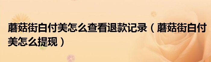 蘑菇街白付美怎么查看退款记录（蘑菇街白付美怎么提现）