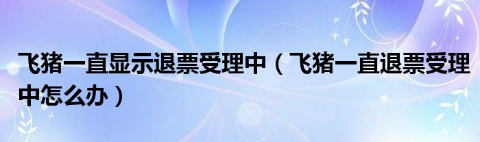 飞猪一直显示退票受理中（飞猪一直退票受理中怎么办）