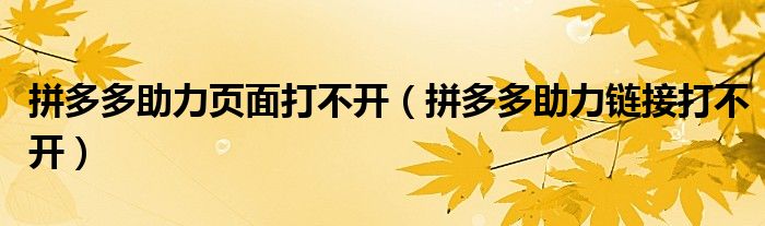 拼多多助力页面打不开（拼多多助力链接打不开）