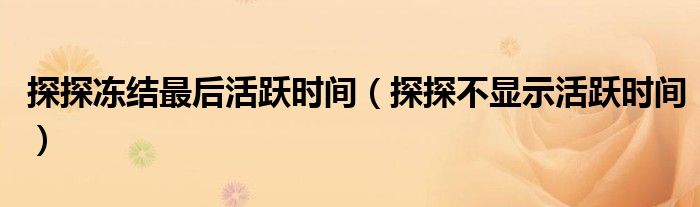 探探冻结最后活跃时间（探探不显示活跃时间）