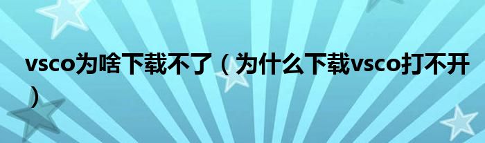 vsco为啥下载不了（为什么下载vsco打不开）