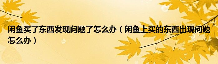闲鱼买了东西发现问题了怎么办（闲鱼上买的东西出现问题怎么办）