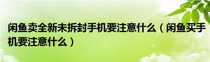 闲鱼卖全新未拆封手机要注意什么（闲鱼买手机要注意什么）