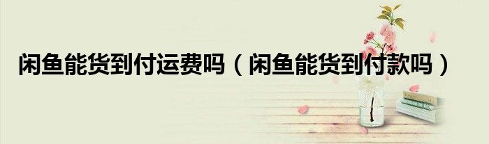 闲鱼能货到付运费吗（闲鱼能货到付款吗）