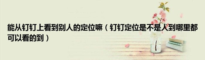 能从钉钉上看到别人的定位嘛（钉钉定位是不是人到哪里都可以看的到）