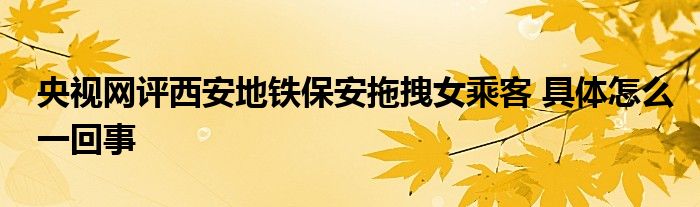 央视网评西安地铁保安拖拽女乘客 具体怎么一回事