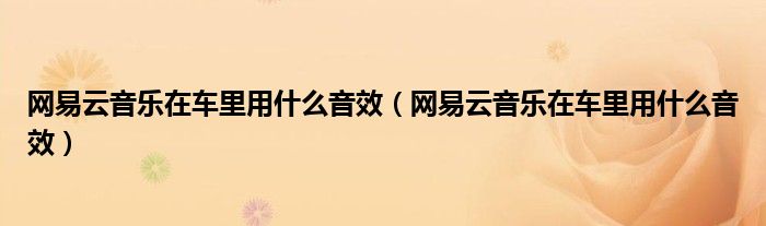 网易云音乐在车里用什么音效（网易云音乐在车里用什么音效）